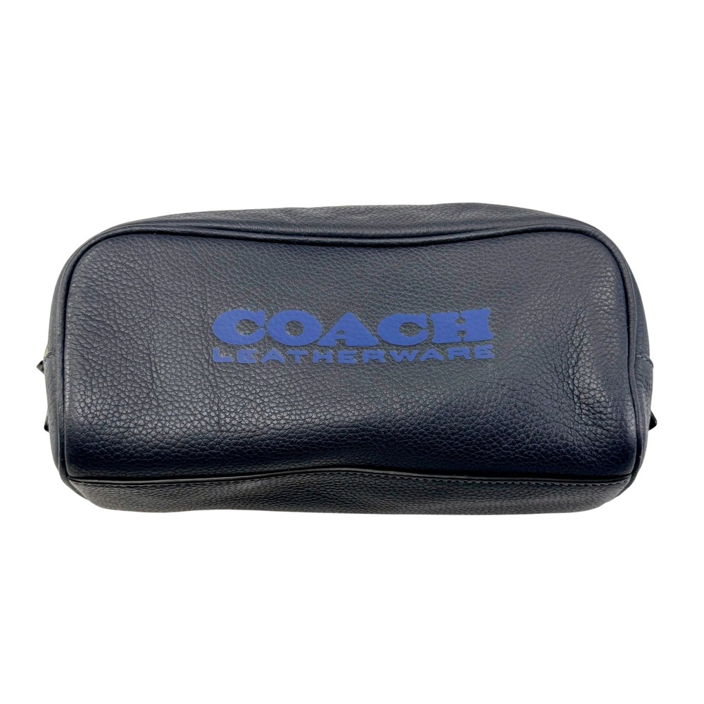 Coach Travel Kit 21 Toiletry Bag Navy Blue Pebble Leather C6738 Classic Designer